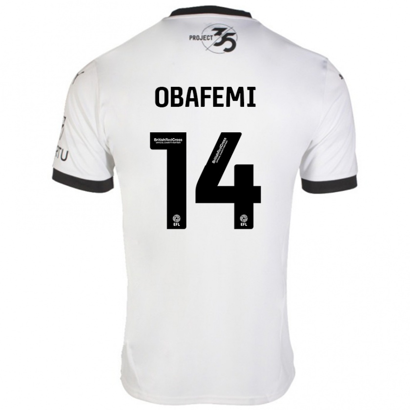 Kandiny Niño Camiseta Michael Obafemi #14 Blanco Negro 2ª Equipación 2024/25 La Camisa México