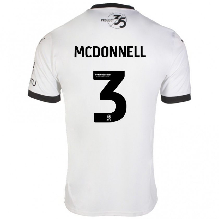 Kandiny Bambino Maglia Rosie Mcdonnell #3 Bianco Nero Kit Gara Away 2024/25 Maglietta