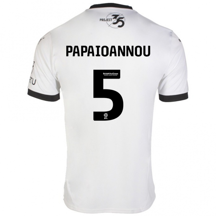 Kandiny Bambino Maglia Panagiota Papaioannou #5 Bianco Nero Kit Gara Away 2024/25 Maglietta