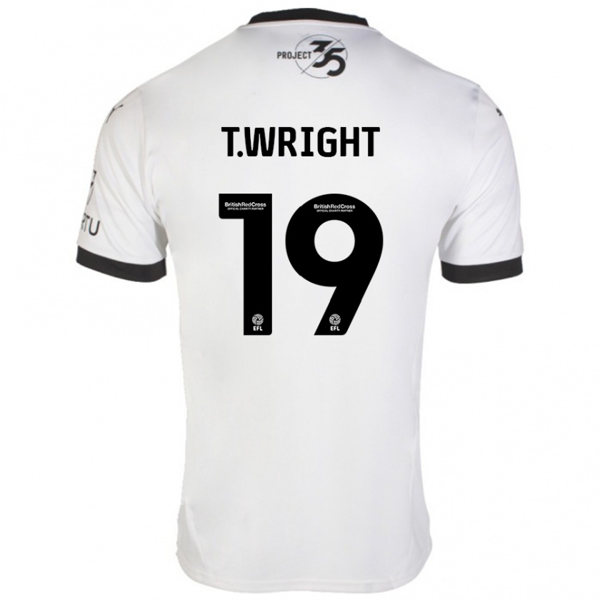 Kandiny Niño Camiseta Tyreik Wright #19 Blanco Negro 2ª Equipación 2024/25 La Camisa