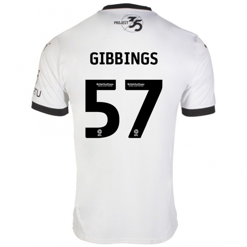 Kandiny Bambino Maglia Cole Gibbings #57 Bianco Nero Kit Gara Away 2024/25 Maglietta