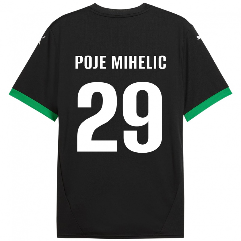 Kandiny Heren Naja Poje Mihelič #29 Zwart Donkergroen Thuisshirt Thuistenue 2024/25 T-Shirt