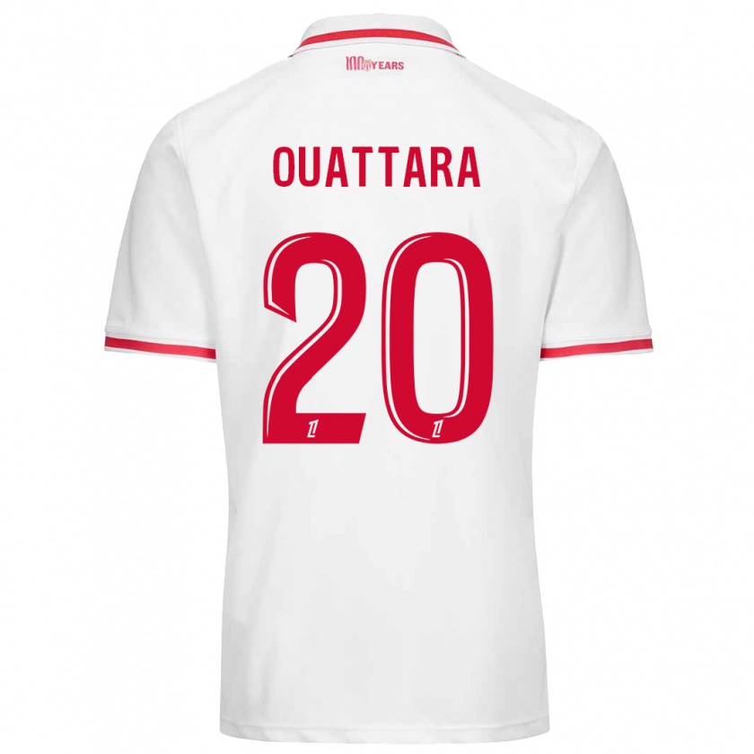 Kandiny Hombre Camiseta Kassoum Ouattara #20 Blanco Rojo 1ª Equipación 2024/25 La Camisa