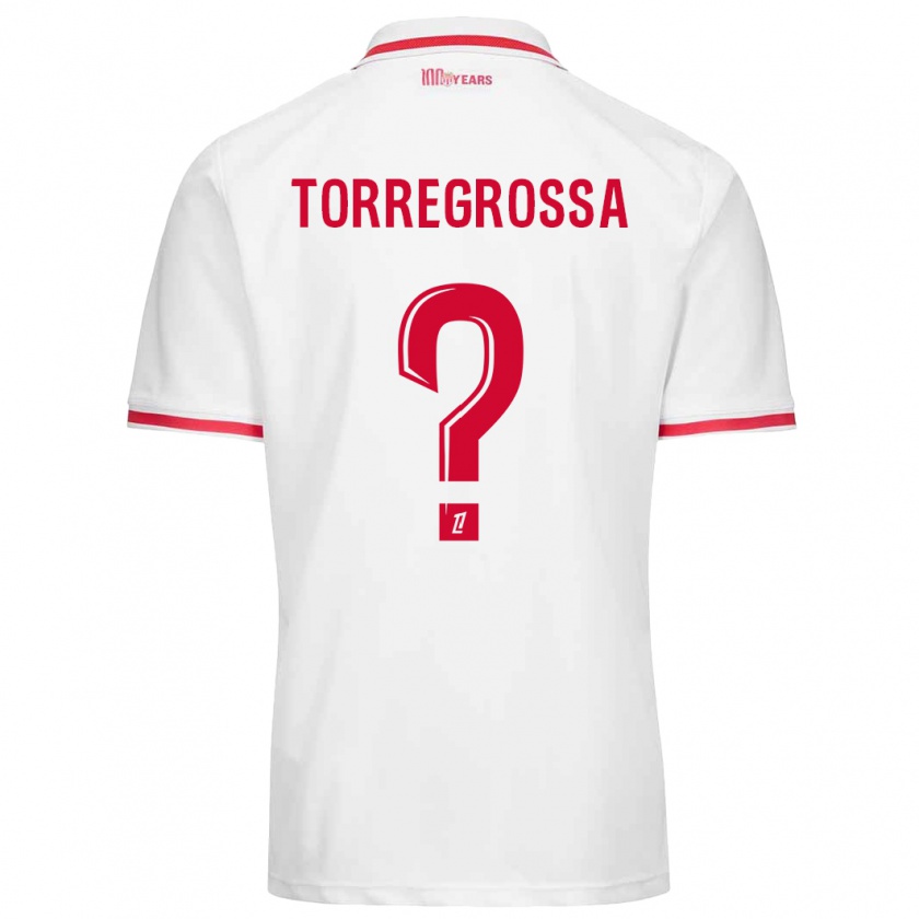 Kandiny Hombre Camiseta Hugo Torregrossa #0 Blanco Rojo 1ª Equipación 2024/25 La Camisa