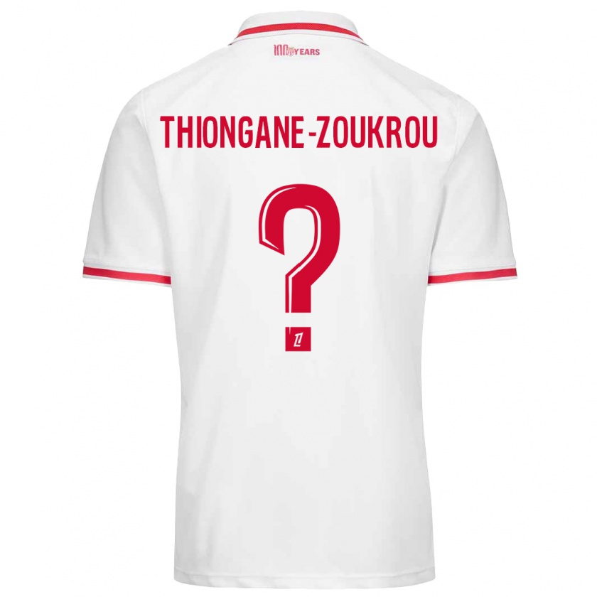 Kandiny Heren Ackah-Tidiane Thiongane-Zoukrou #0 Wit Rood Thuisshirt Thuistenue 2024/25 T-Shirt