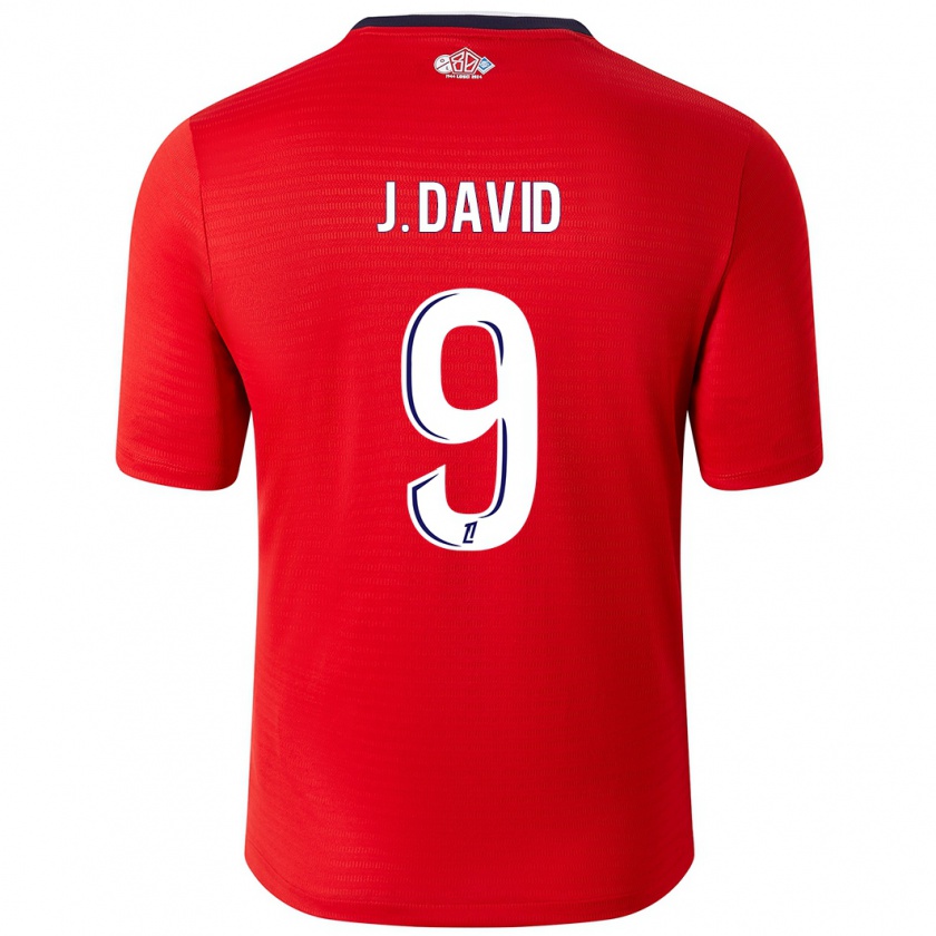 Kandiny Heren Jonathan David #9 Rood Wit Thuisshirt Thuistenue 2024/25 T-Shirt