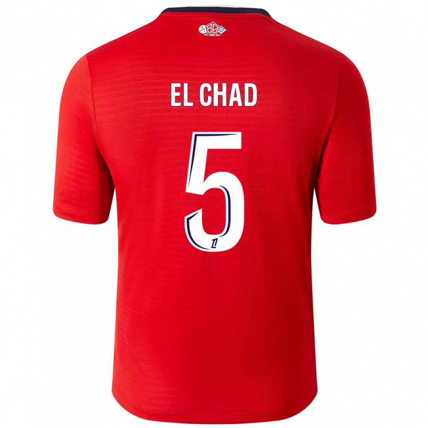 Kandiny Heren Nesryne El Chad #5 Rood Wit Thuisshirt Thuistenue 2024/25 T-Shirt