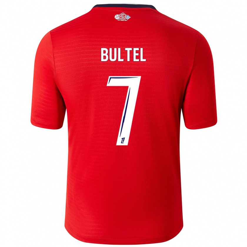 Kandiny Hombre Camiseta Ludivine Bultel #7 Rojo Blanco 1ª Equipación 2024/25 La Camisa