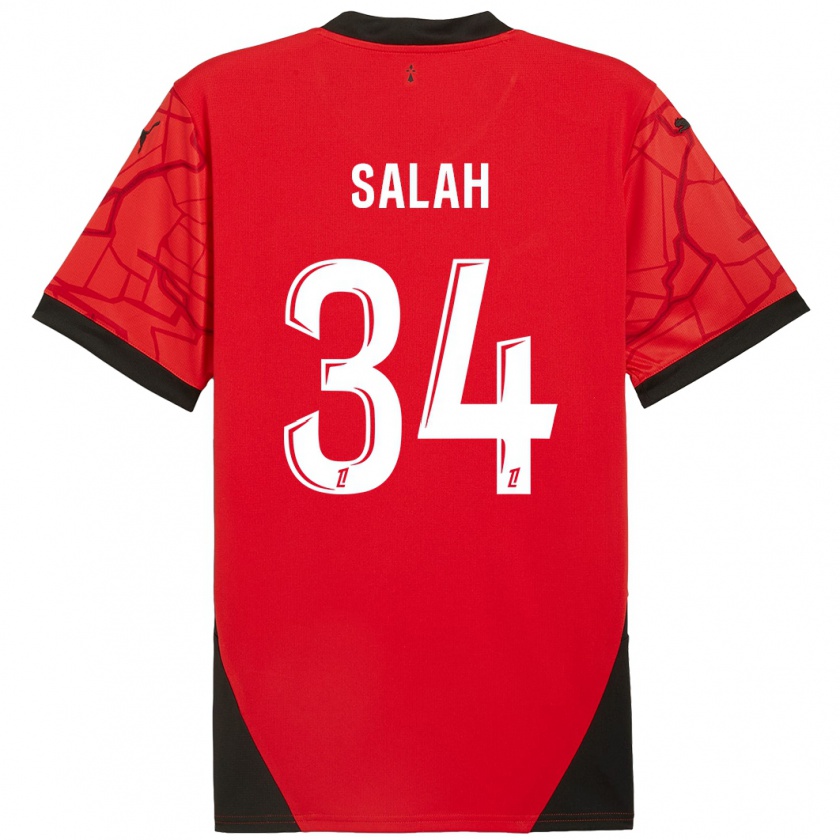 Kandiny Heren Ibrahim Salah #34 Rood Zwart Thuisshirt Thuistenue 2024/25 T-Shirt België