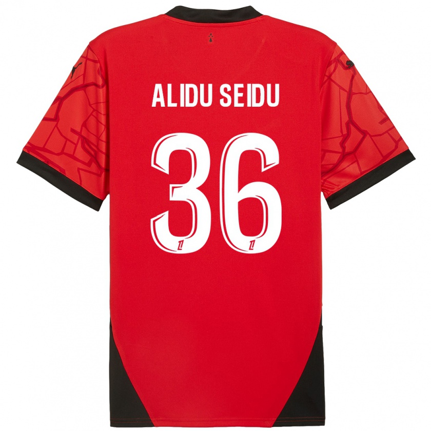 Kandiny Herren Alidu Seidu #36 Rot Schwarz Heimtrikot Trikot 2024/25 T-Shirt Österreich