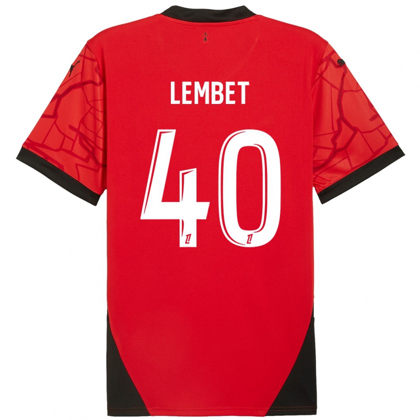 Kandiny Heren Geoffrey Lembet #40 Rood Zwart Thuisshirt Thuistenue 2024/25 T-Shirt