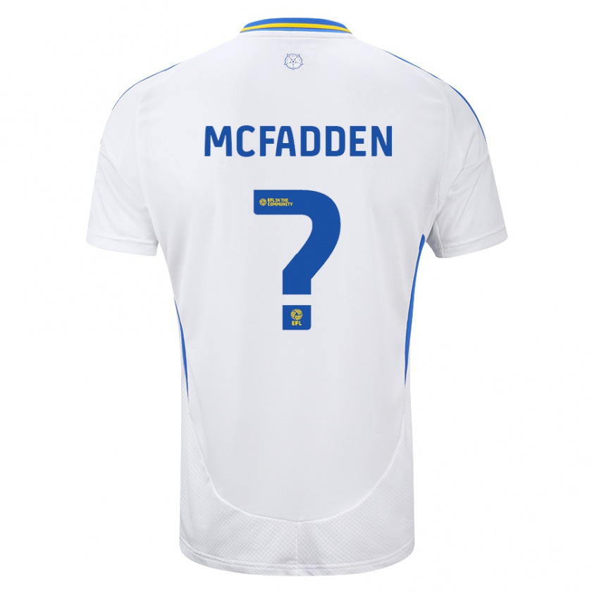 Kandiny Uomo Maglia Max Mcfadden #0 Bianco Blu Kit Gara Home 2024/25 Maglietta