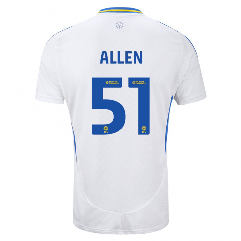 Kandiny Uomo Maglia Charlie Allen #51 Bianco Blu Kit Gara Home 2024/25 Maglietta