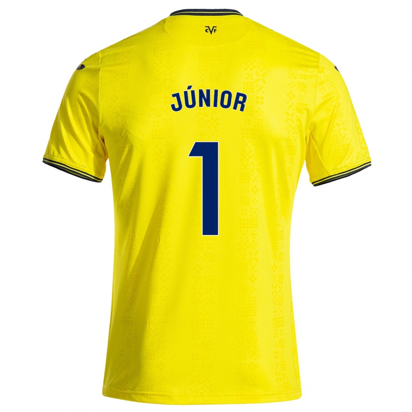 Kandiny Hombre Camiseta Luiz Júnior #1 Amarillo Negro 1ª Equipación 2024/25 La Camisa México