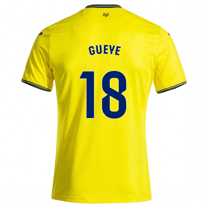 Kandiny Hombre Camiseta Pape Gueye #18 Amarillo Negro 1ª Equipación 2024/25 La Camisa