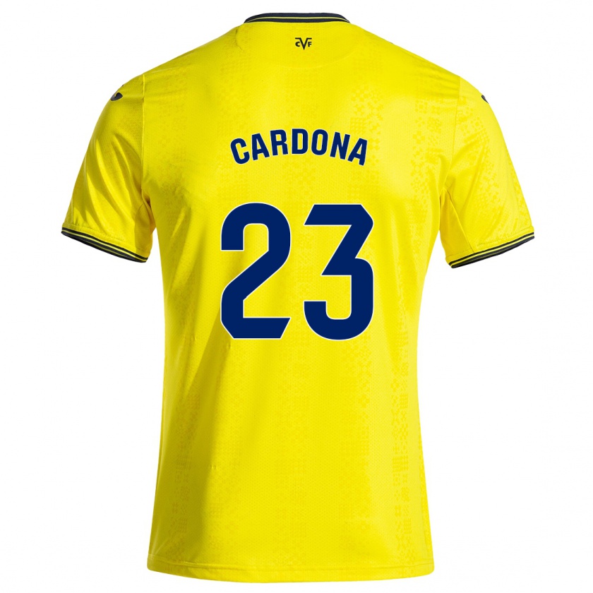 Kandiny Hombre Camiseta Sergi Cardona #23 Amarillo Negro 1ª Equipación 2024/25 La Camisa