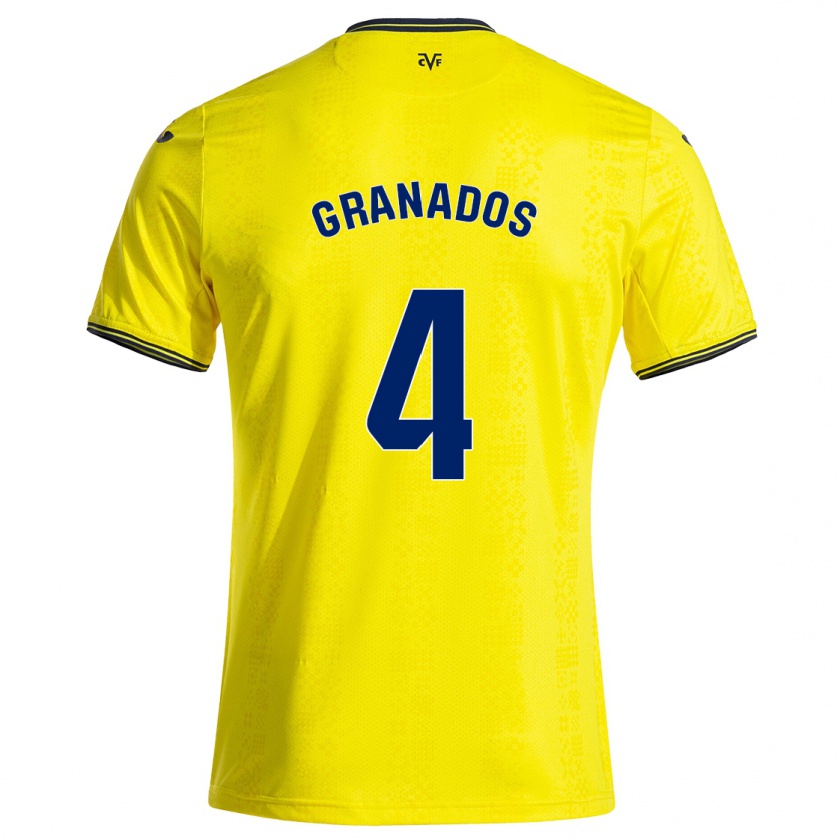 Kandiny Heren Carlos Granados #4 Geel Zwart Thuisshirt Thuistenue 2024/25 T-Shirt