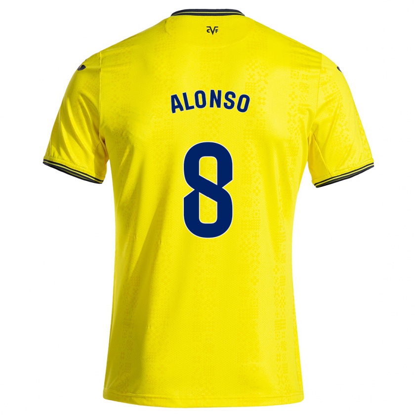 Kandiny Heren Rodri Alonso #8 Geel Zwart Thuisshirt Thuistenue 2024/25 T-Shirt