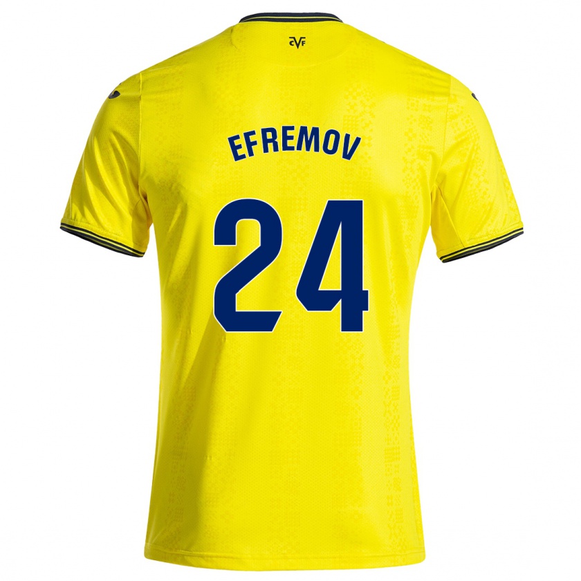 Kandiny Hombre Camiseta Anton Efremov #24 Amarillo Negro 1ª Equipación 2024/25 La Camisa