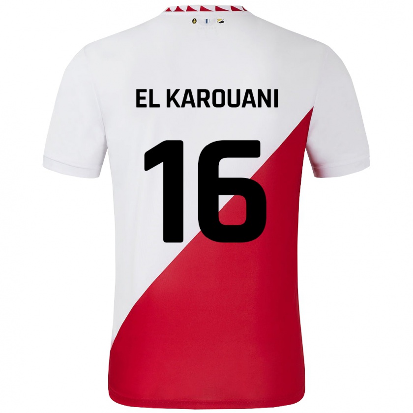 Kandiny Hombre Camiseta Souffian El Karouani #16 Blanco Rojo 1ª Equipación 2024/25 La Camisa México