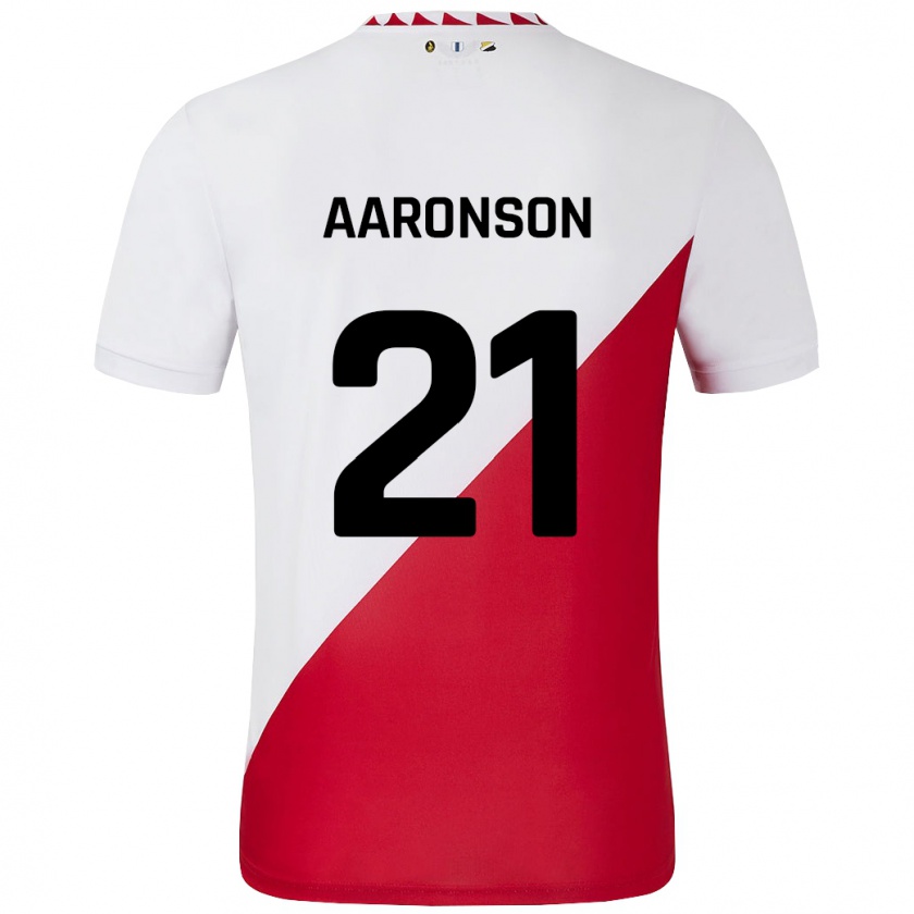 Kandiny Heren Paxten Aaronson #21 Wit Rood Thuisshirt Thuistenue 2024/25 T-Shirt België