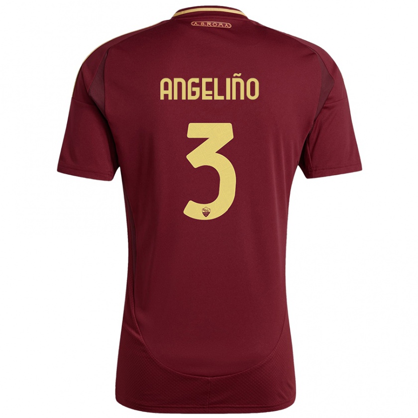 Kandiny Hombre Camiseta Angeliño #3 Rojo Marrón Dorado 1ª Equipación 2024/25 La Camisa