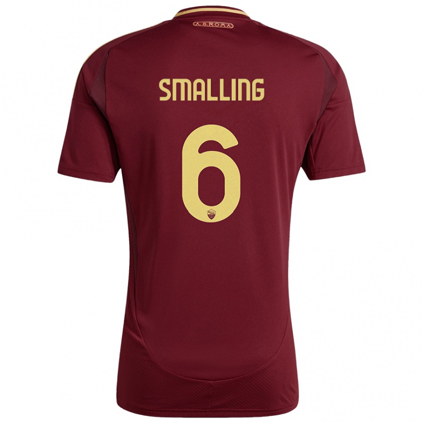 Kandiny Uomo Maglia Chris Smalling #6 Rosso Marrone Oro Kit Gara Home 2024/25 Maglietta