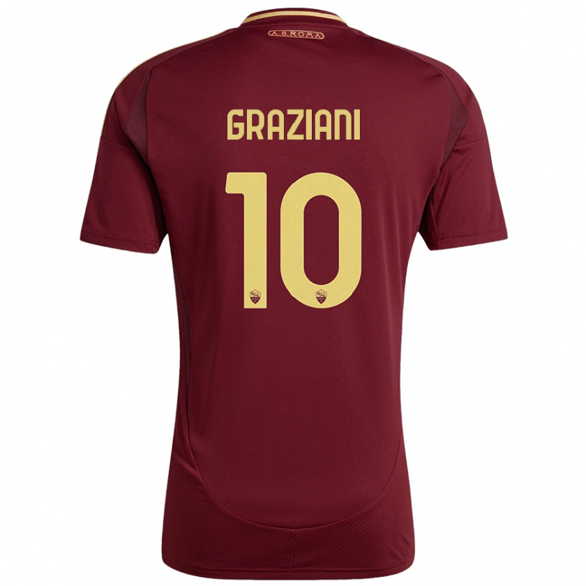 Kandiny Heren Leonardo Graziani #10 Rood Bruin Goud Thuisshirt Thuistenue 2024/25 T-Shirt