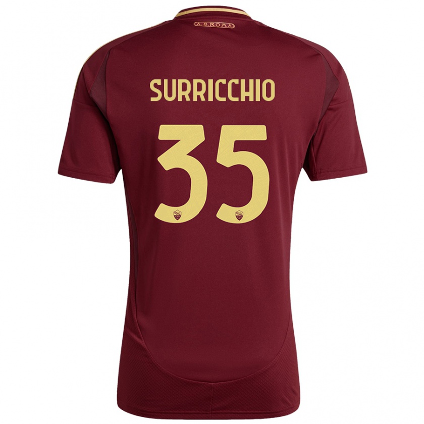 Kandiny Heren Jacopo Surricchio #35 Rood Bruin Goud Thuisshirt Thuistenue 2024/25 T-Shirt