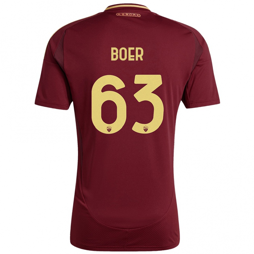 Kandiny Uomo Maglia Pietro Boer #63 Rosso Marrone Oro Kit Gara Home 2024/25 Maglietta