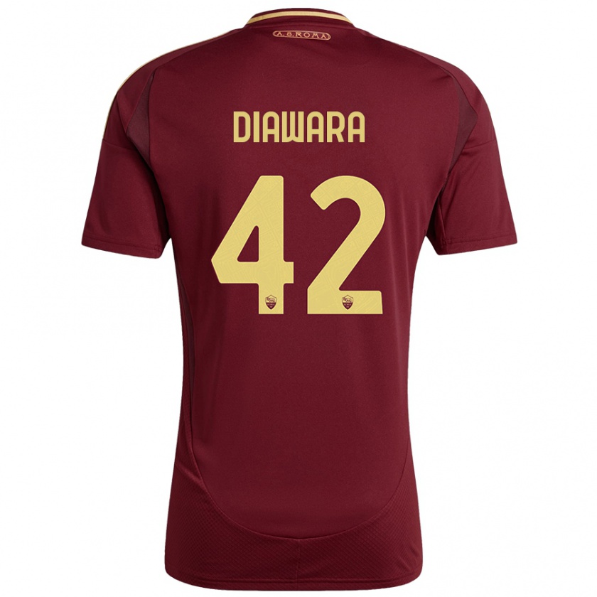 Kandiny Hombre Camiseta Amadou Diawara #42 Rojo Marrón Dorado 1ª Equipación 2024/25 La Camisa