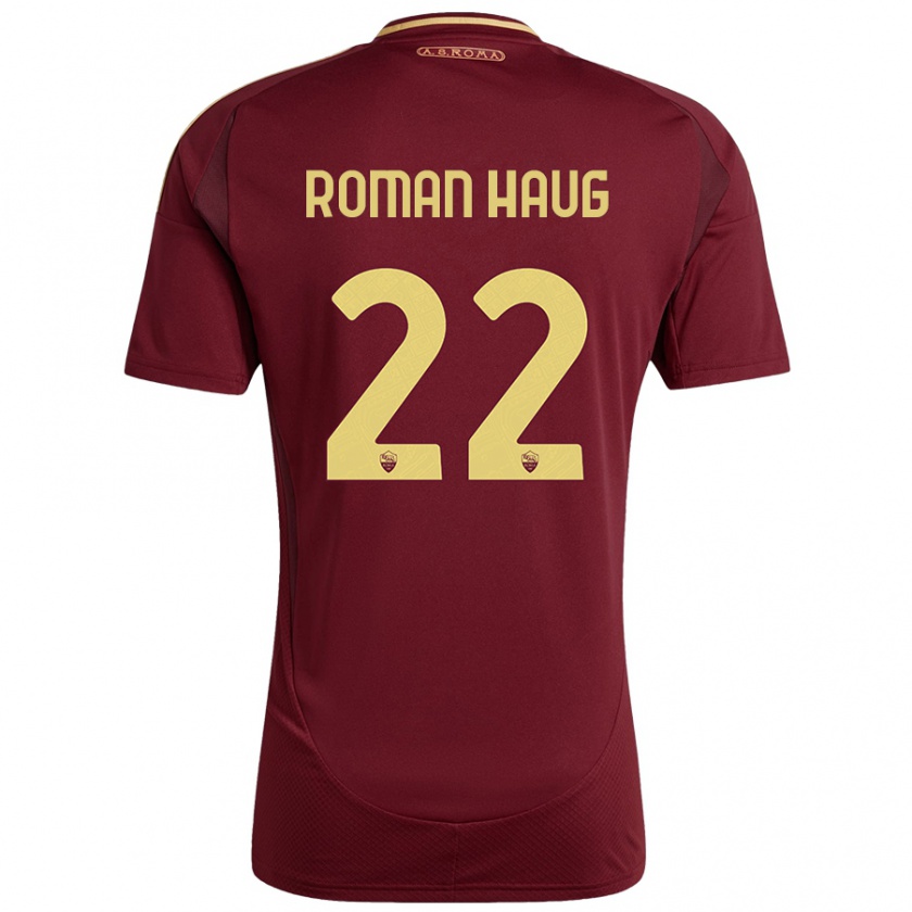 Kandiny Uomo Maglia Sophie Roman Haug #22 Rosso Marrone Oro Kit Gara Home 2024/25 Maglietta