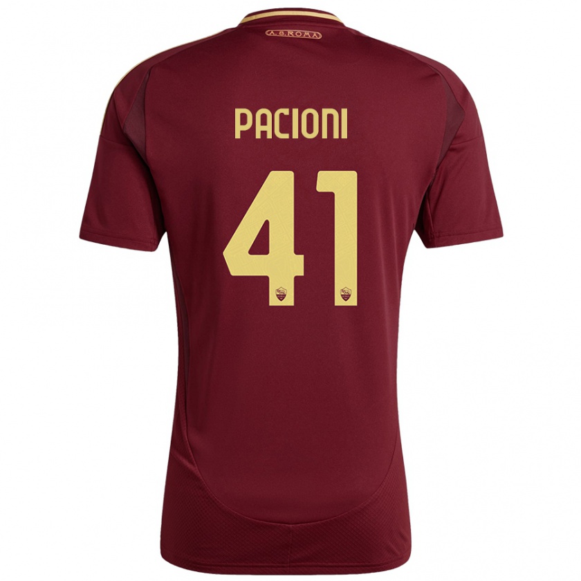 Kandiny Uomo Maglia Eleonora Pacioni #41 Rosso Marrone Oro Kit Gara Home 2024/25 Maglietta