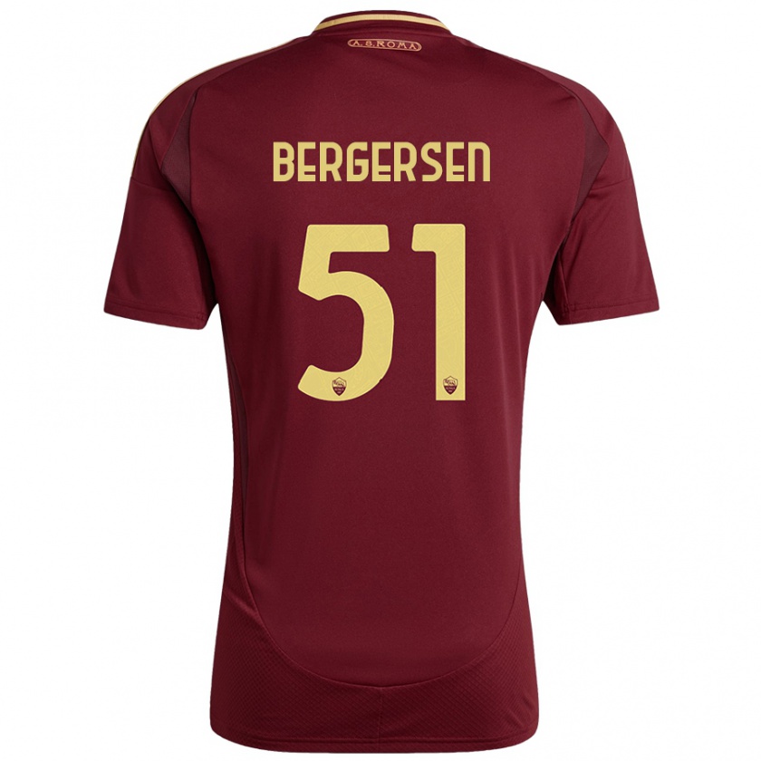 Kandiny Hombre Camiseta Mina Bergersen #51 Rojo Marrón Dorado 1ª Equipación 2024/25 La Camisa