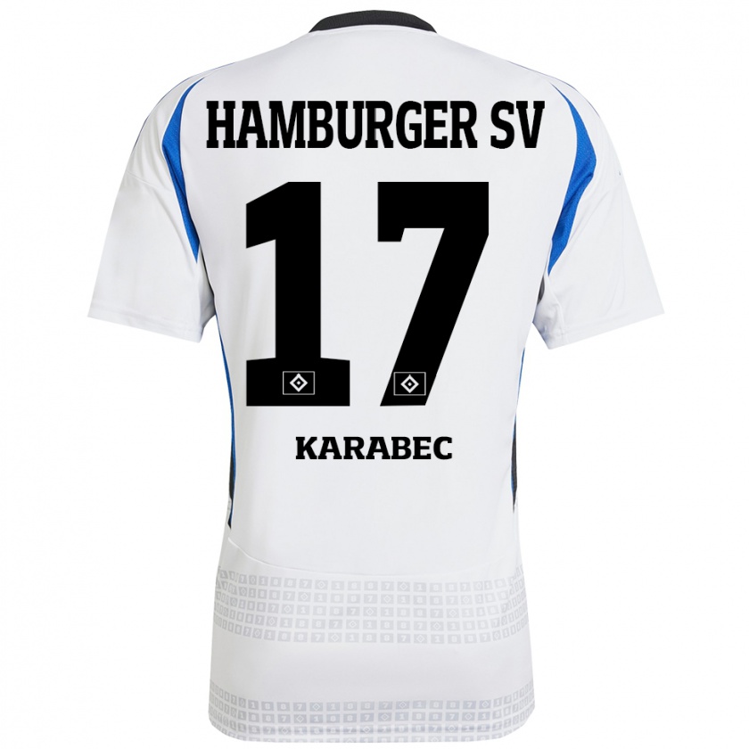 Kandiny Herren Adam Karabec #17 Weiß Blau Heimtrikot Trikot 2024/25 T-Shirt Österreich