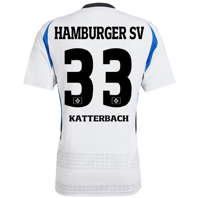 Kandiny Uomo Maglia Noah Katterbach #33 Bianco Blu Kit Gara Home 2024/25 Maglietta