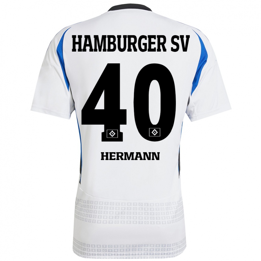 Kandiny Heren Hannes Hermann #40 Wit Blauw Thuisshirt Thuistenue 2024/25 T-Shirt