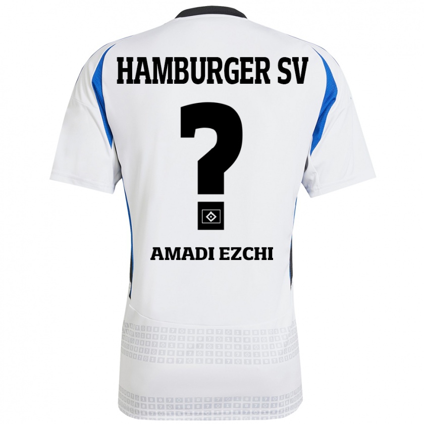 Kandiny Hombre Camiseta Emmanuel Amadi Ezchi #0 Blanco Azul 1ª Equipación 2024/25 La Camisa