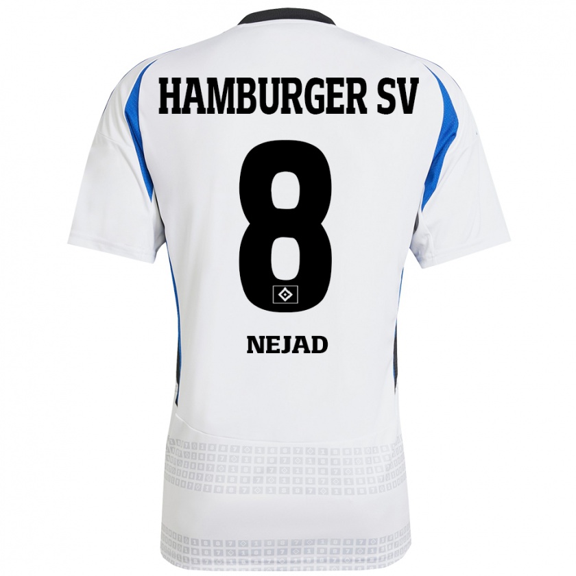 Kandiny Heren Milad Nejad #8 Wit Blauw Thuisshirt Thuistenue 2024/25 T-Shirt