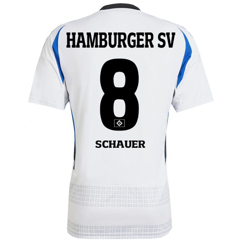 Kandiny Uomo Maglia Martin Schauer #8 Bianco Blu Kit Gara Home 2024/25 Maglietta