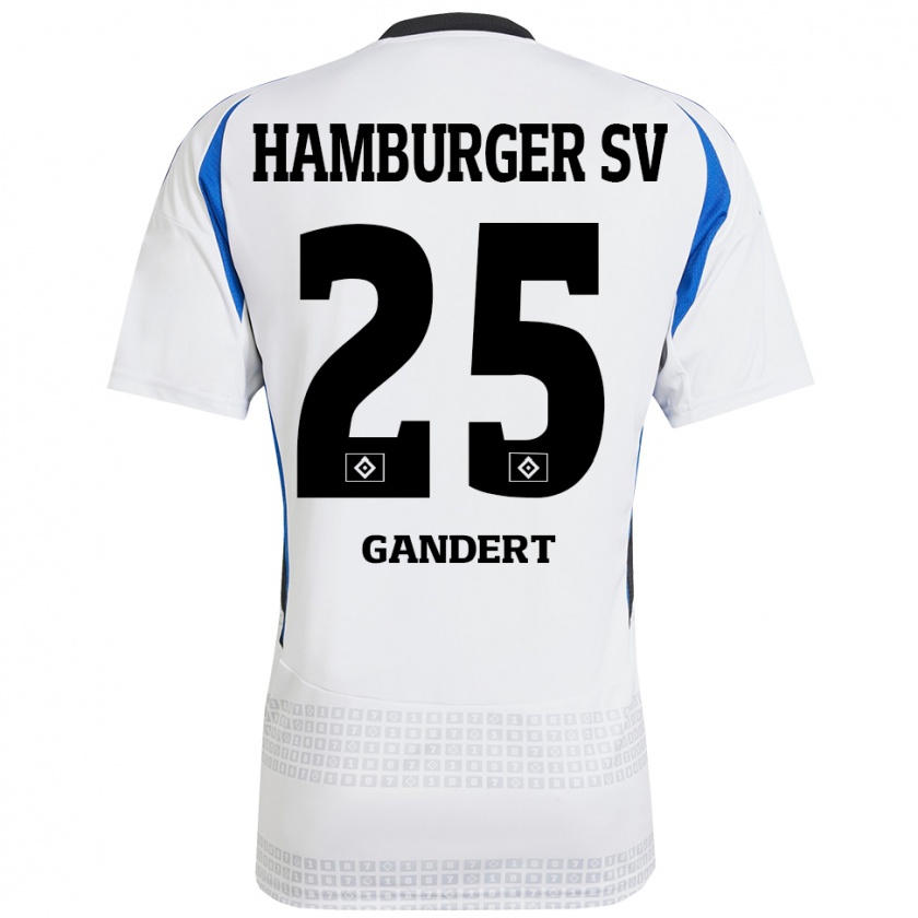 Kandiny Uomo Maglia Jeremy Gandert #25 Bianco Blu Kit Gara Home 2024/25 Maglietta