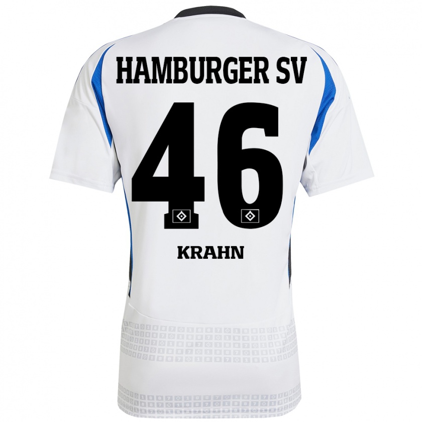 Kandiny Heren Elijah Krahn #46 Wit Blauw Thuisshirt Thuistenue 2024/25 T-Shirt