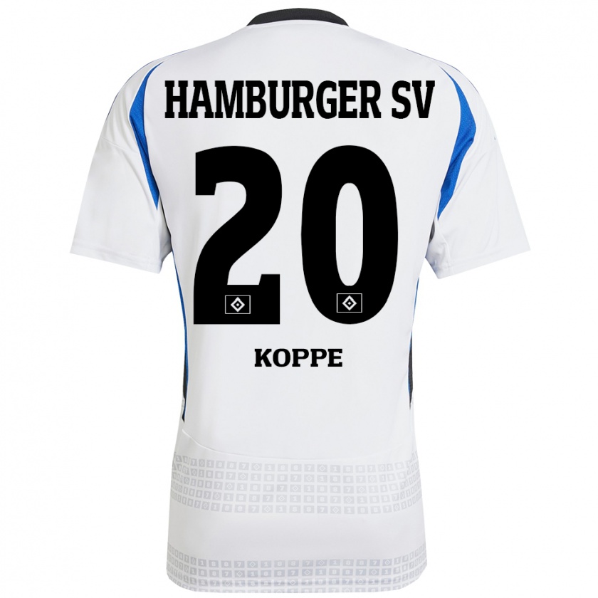 Kandiny Hombre Camiseta Katharina Köppe #20 Blanco Azul 1ª Equipación 2024/25 La Camisa