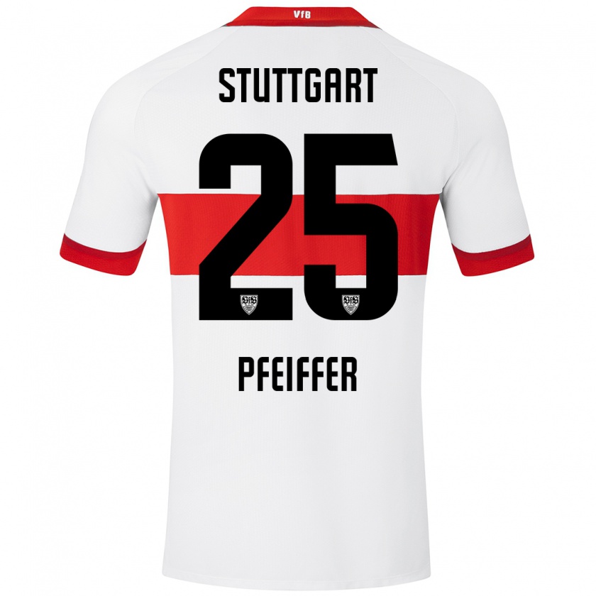 Kandiny Heren Luca Pfeiffer #25 Wit Rood Thuisshirt Thuistenue 2024/25 T-Shirt