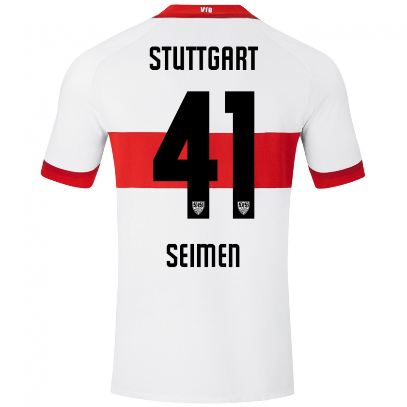 Kandiny Uomo Maglia Dennis Seimen #41 Bianco Rosso Kit Gara Home 2024/25 Maglietta