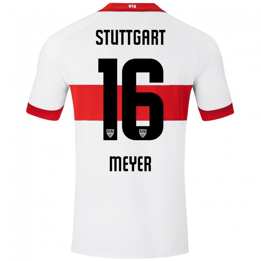 Kandiny Uomo Maglia Jordan Meyer #16 Bianco Rosso Kit Gara Home 2024/25 Maglietta