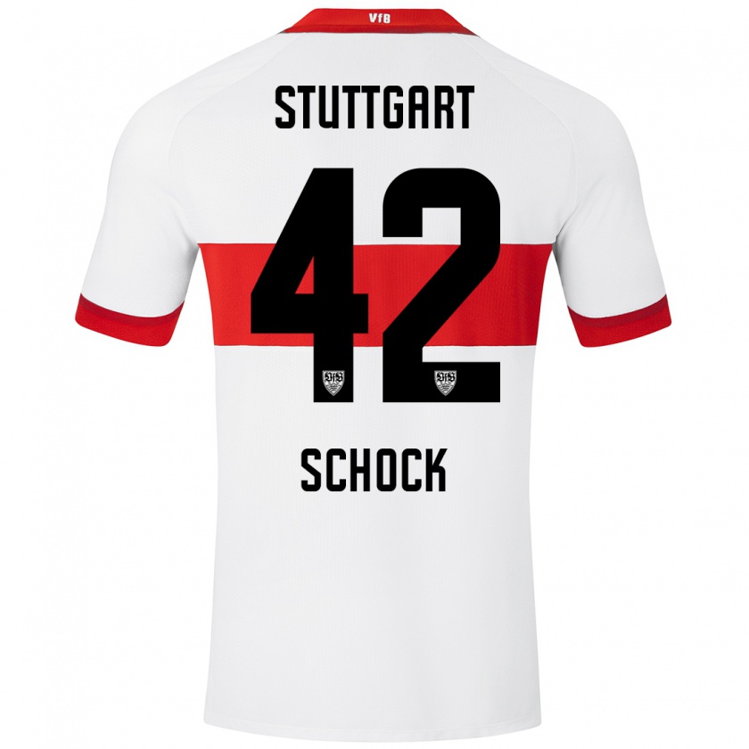 Kandiny Heren Florian Schock #42 Wit Rood Thuisshirt Thuistenue 2024/25 T-Shirt