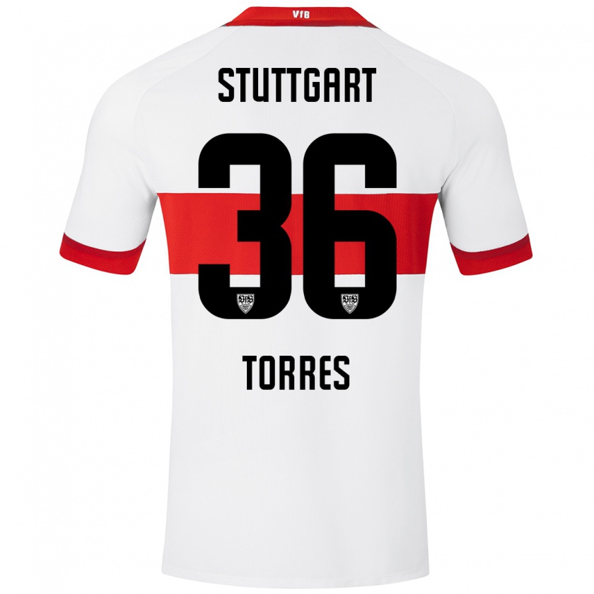 Kandiny Heren Yohann Torres #36 Wit Rood Thuisshirt Thuistenue 2024/25 T-Shirt