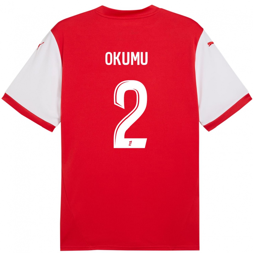 Kandiny Hombre Camiseta Joseph Okumu #2 Rojo Blanco 1ª Equipación 2024/25 La Camisa