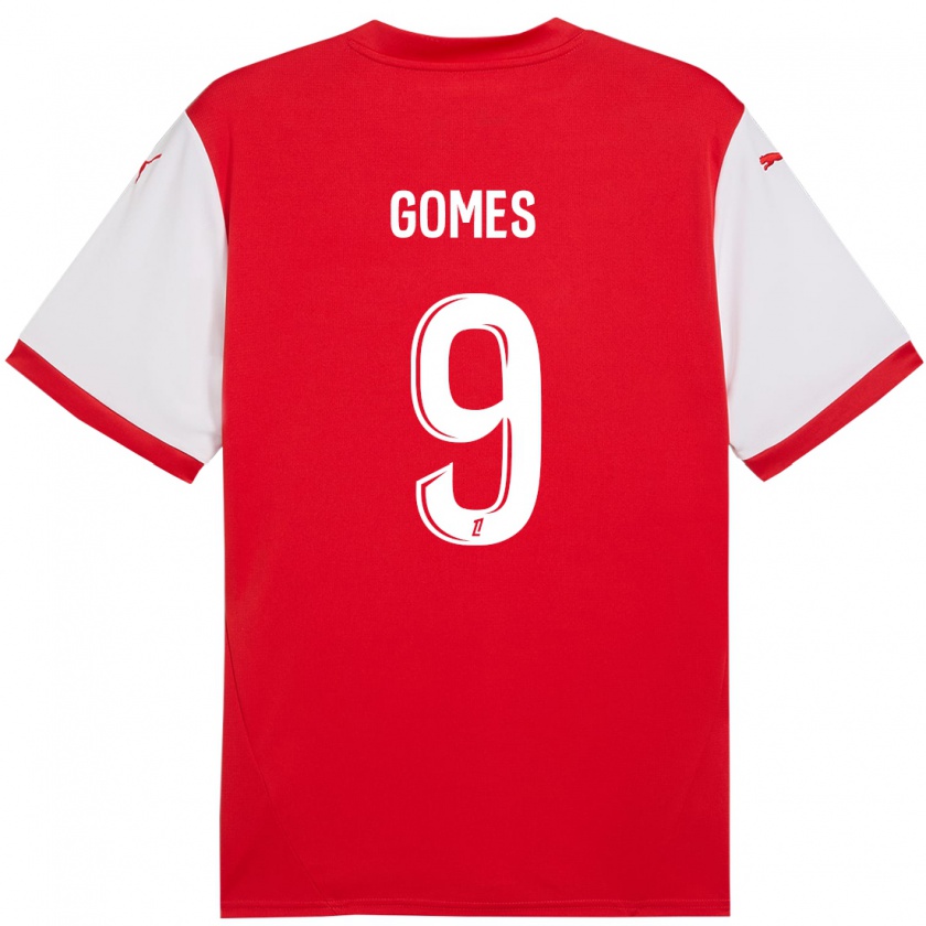 Kandiny Hombre Camiseta Mélissa Gomes #9 Rojo Blanco 1ª Equipación 2024/25 La Camisa